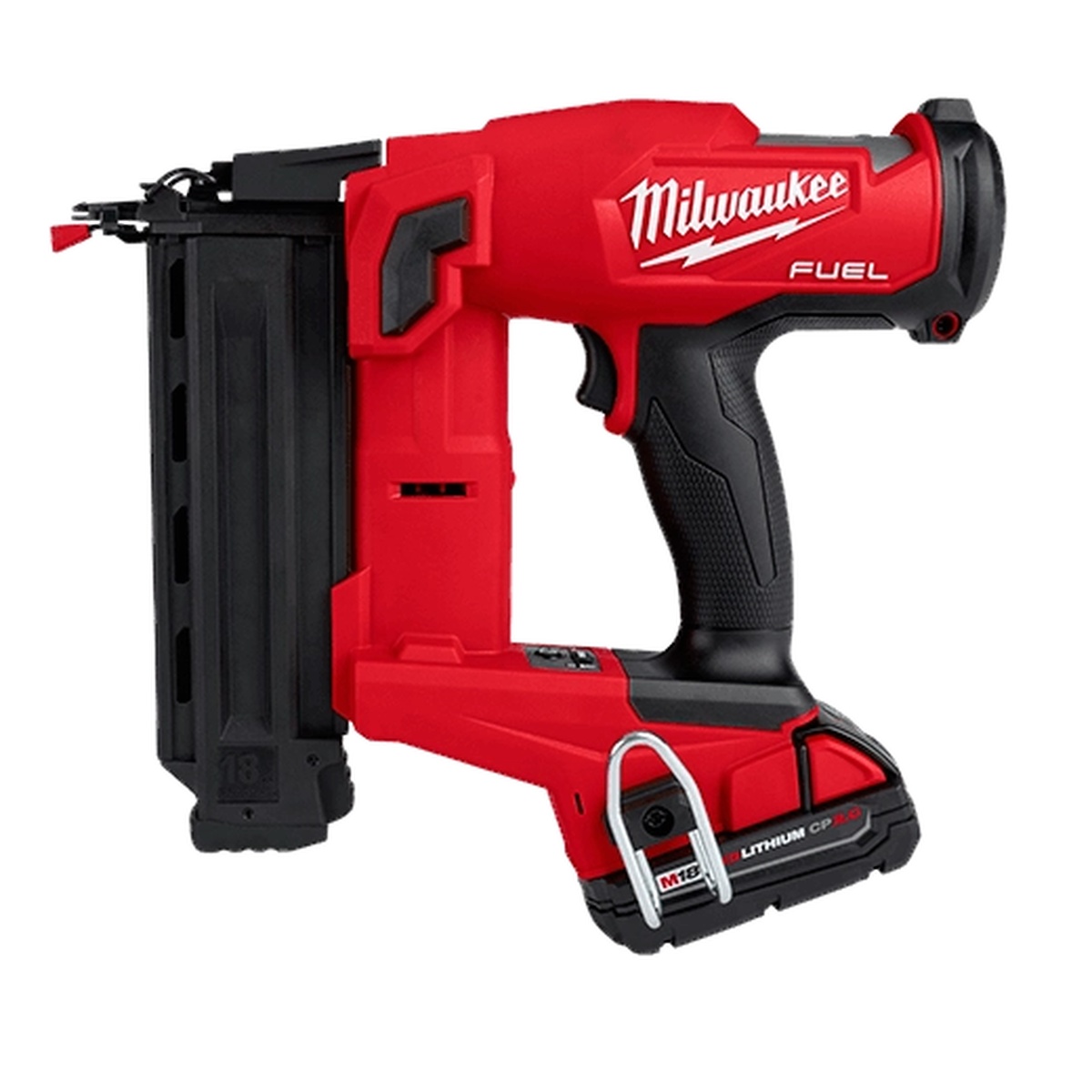 Milwaukee M18 FUEL 18 Gauge Brad Nailer Kit shown as a cordless finish nailer for trim fastening and interior woodworking applications