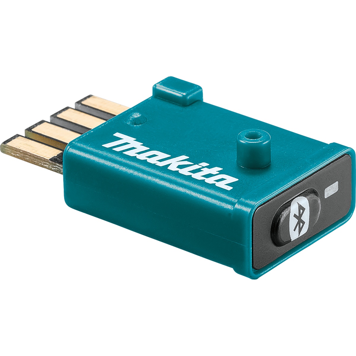 Makita 198901-5 Auto-start Wireless Transmitter shown as a compact Bluetooth dust extraction accessory for pairing an AWS-capable Makita tool with a jobsite dust extractor