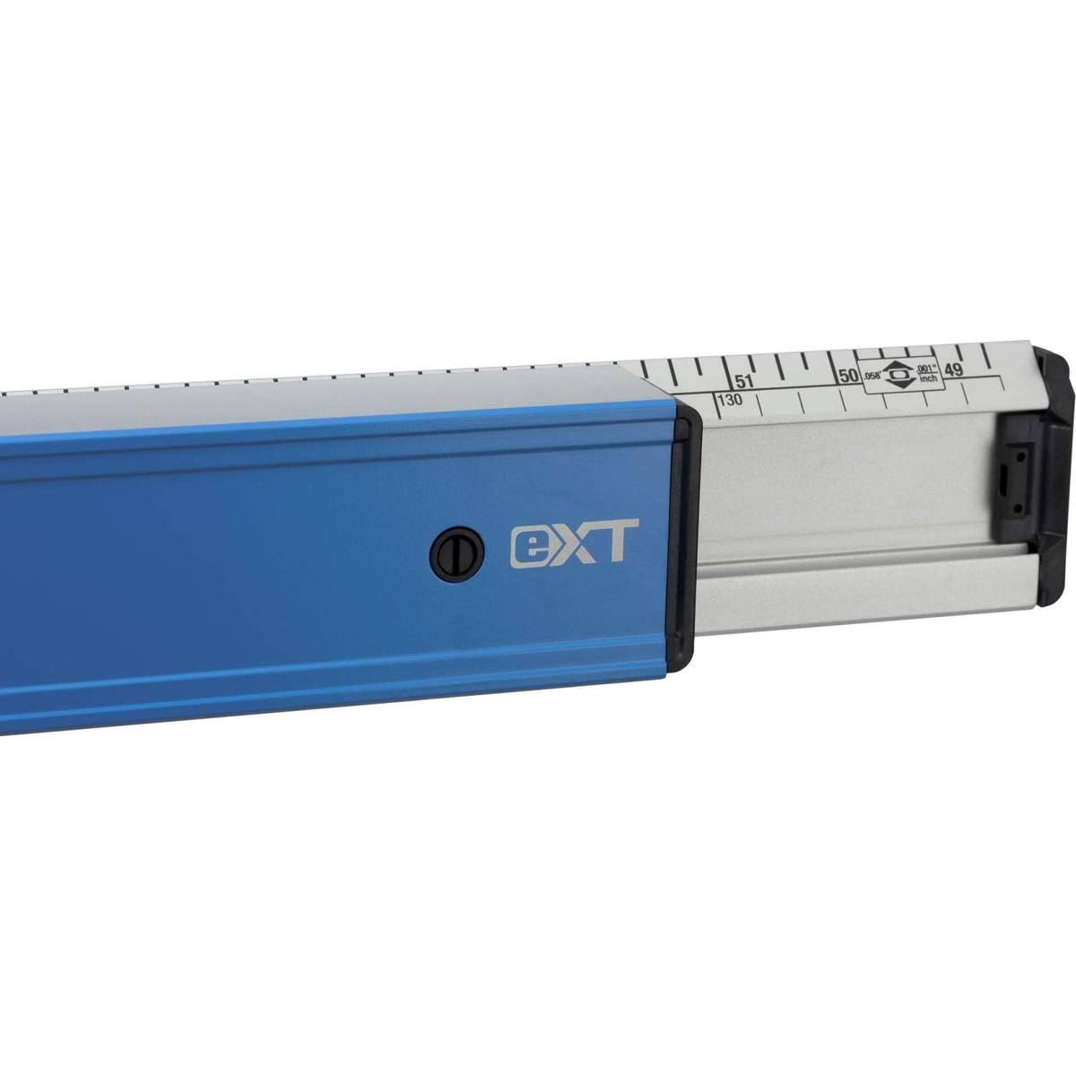 Empire eXT78 48-to-78 eXT Extendable TRUE BLUE Box Level close-up showing integrated ruler scale and extension section for repeat layout work
