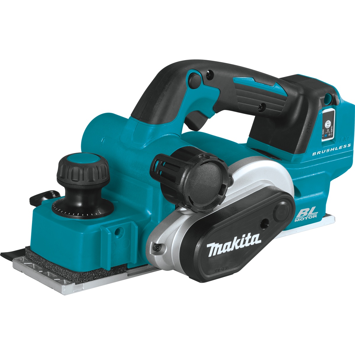 Makita XPK02Z 18V LXT Lithium-Ion Brushless Cordless 3-1/4 inch planer product view showing the compact cordless body for door fitting, trim work, and general woodworking on the jobsite
