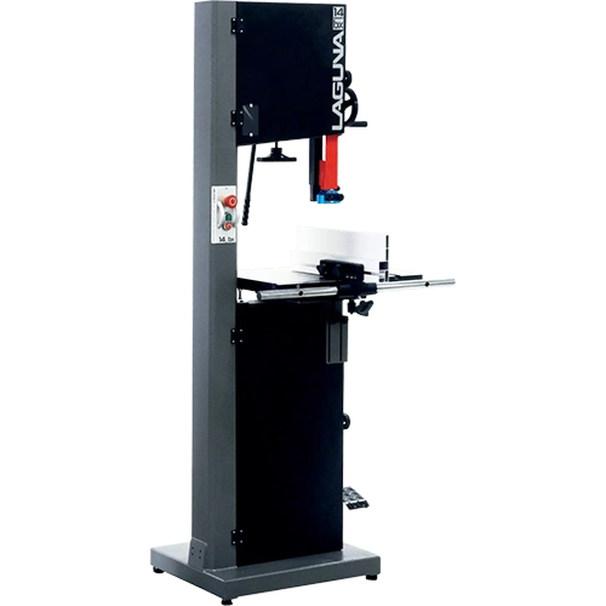 Laguna MBAND14BX110-175 14|BX Bandsaw 110 Volt front view showing the floor-standing woodworking bandsaw setup for shop cutting and resaw work