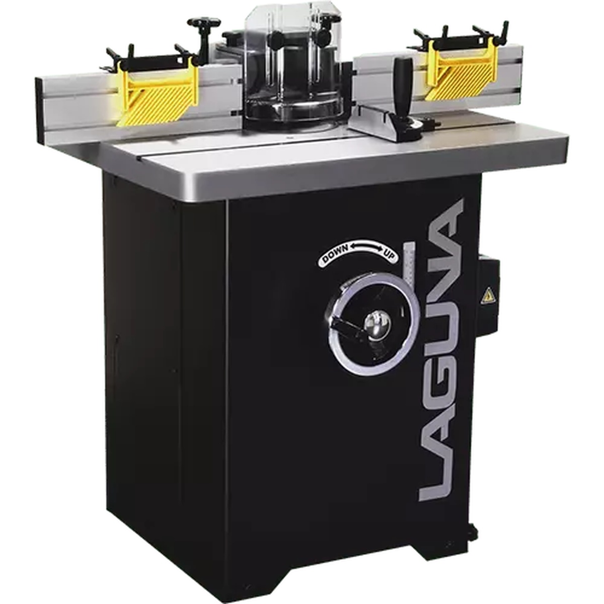 Laguna MSHAP4SPD-3-0130 Compact Shaper 4 Speed shown as a stationary woodworking shaper with large table, fence, and spindle area for cabinet and profile shaping in a shop setting