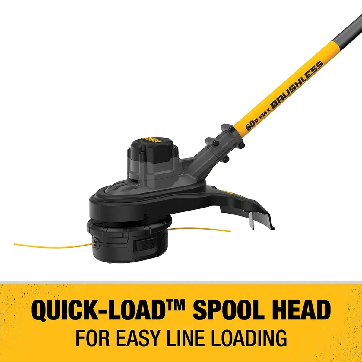 DEWALT DCST970X1S FLEXVOLT 60V MAX 15-In. Brushless Cordless String Trimmer Kit spool head with line installed for line loading and trimming maintenance