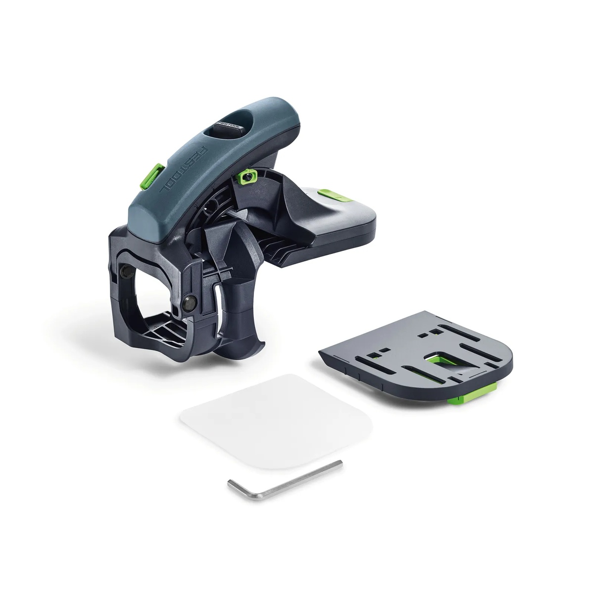 Festool 205316 Edge Sanding Guide for ETS/ETSC 125 Sanders with included bases, lining pad, and hex key shown on a clean background