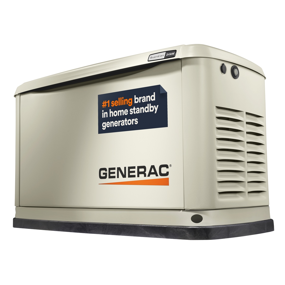 Generac 7209 Guardian 24kW Automatic Home Standby Generator Wi-Fi Enabled product view showing compact aluminum enclosure for residential standby generator installation