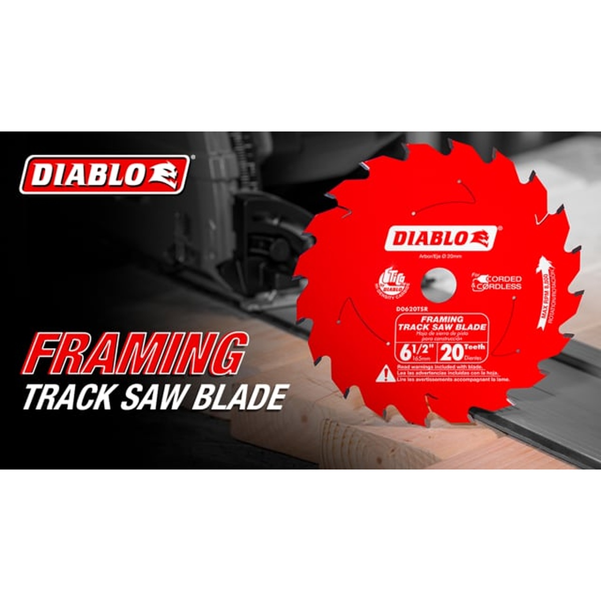 Diablo D0624A 6-1/2 in. framing circular saw blade shown in use cutting wood on a jobsite setup