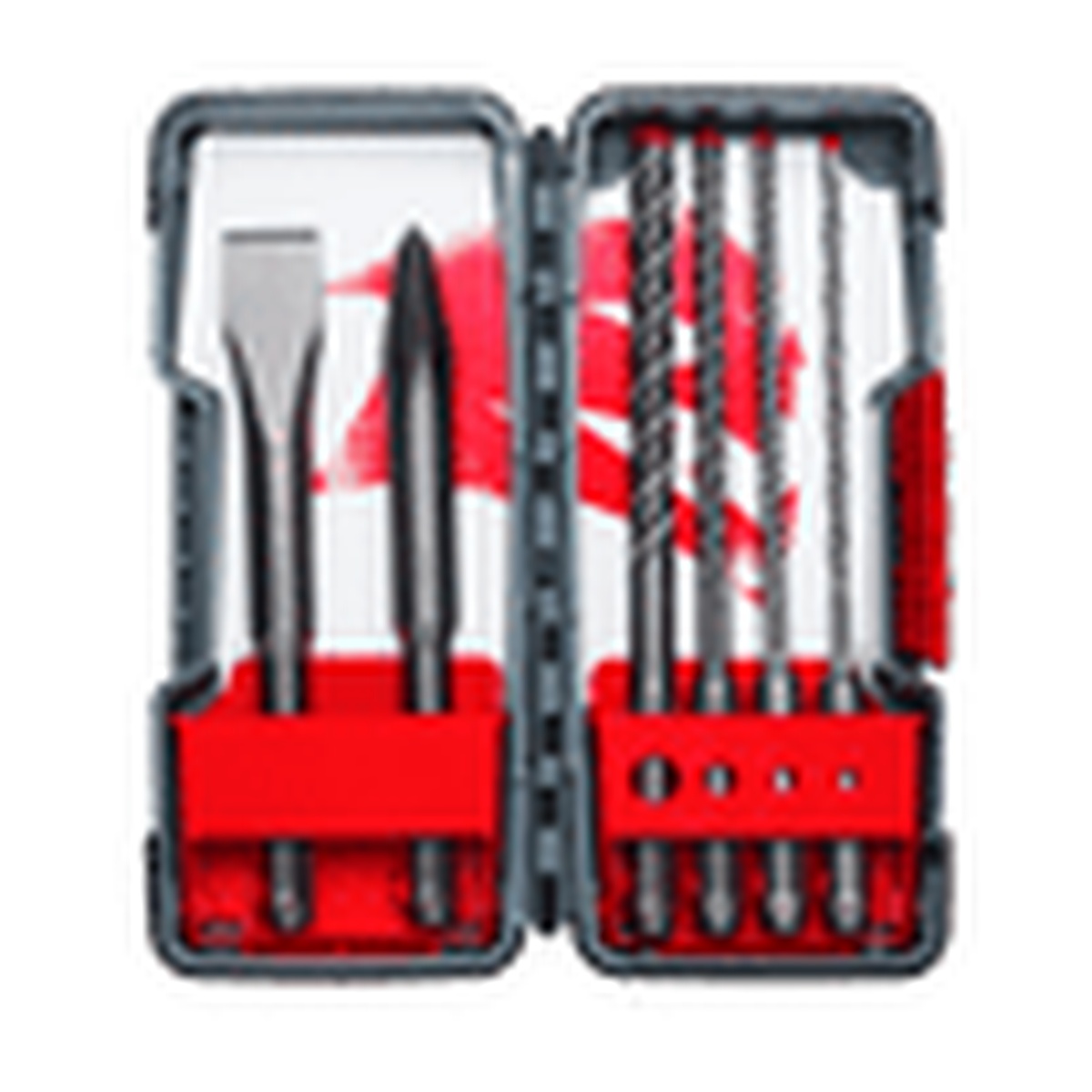 Diablo DMAPL9930-S6 6pc SDS-Plus Rebar Demon 4-Cutter Full Carbide Head Hammer Drill Bit and Chisel Set in packaging for jobsite storage and transport