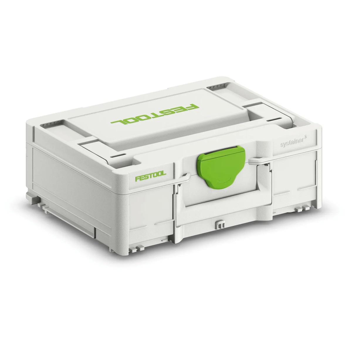 Festool SYS3 M 137 Systainer modular storage case shown closed with T-LOC latch for organized transport of hand tools and accessories in workshop and jobsite use