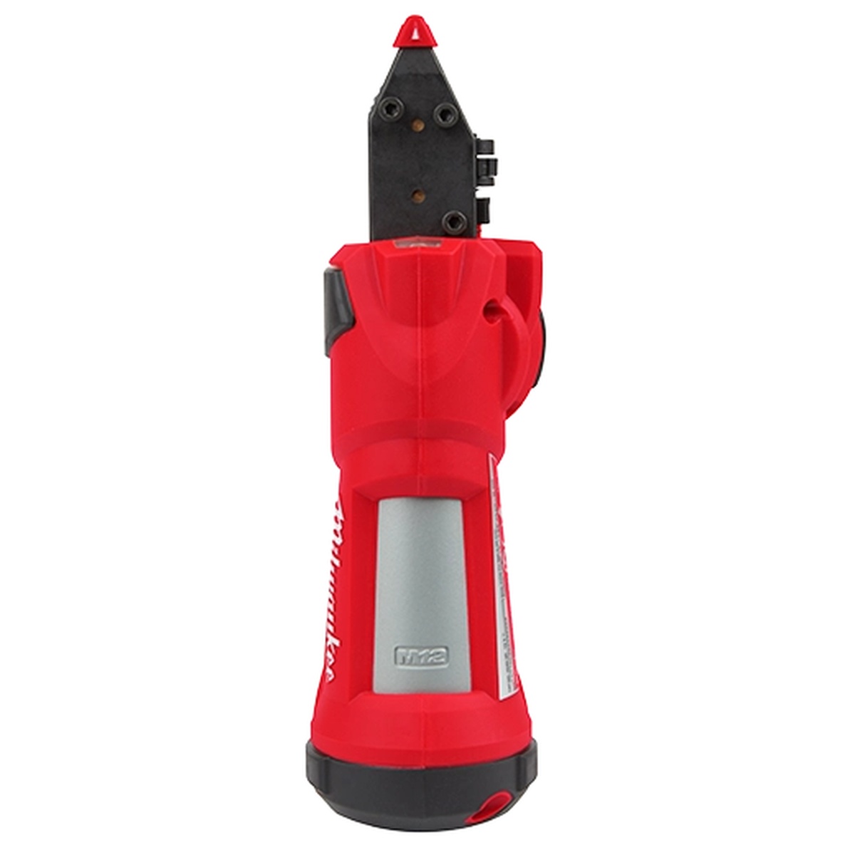 Front view of Milwaukee 2540-21 M12 23 Gauge Pin Nailer Kit showing the precision nose for accurate trim fastening