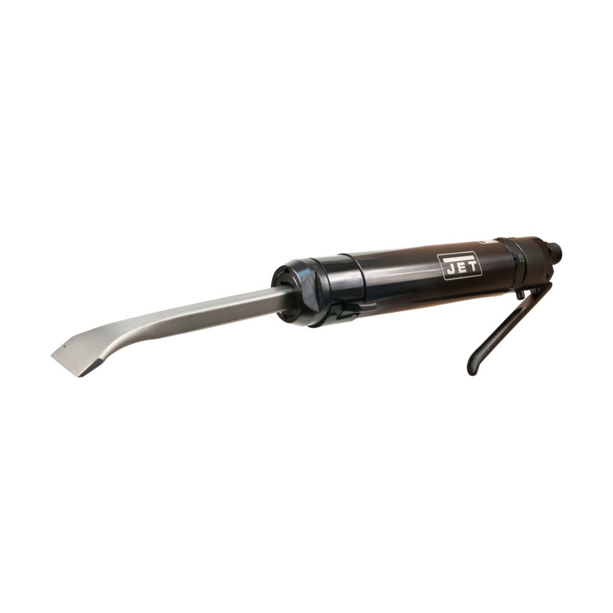 JET 505822 JAT-821A Flux Chipper showing lever lock retainer and chisel setup for industrial weld cleanup work