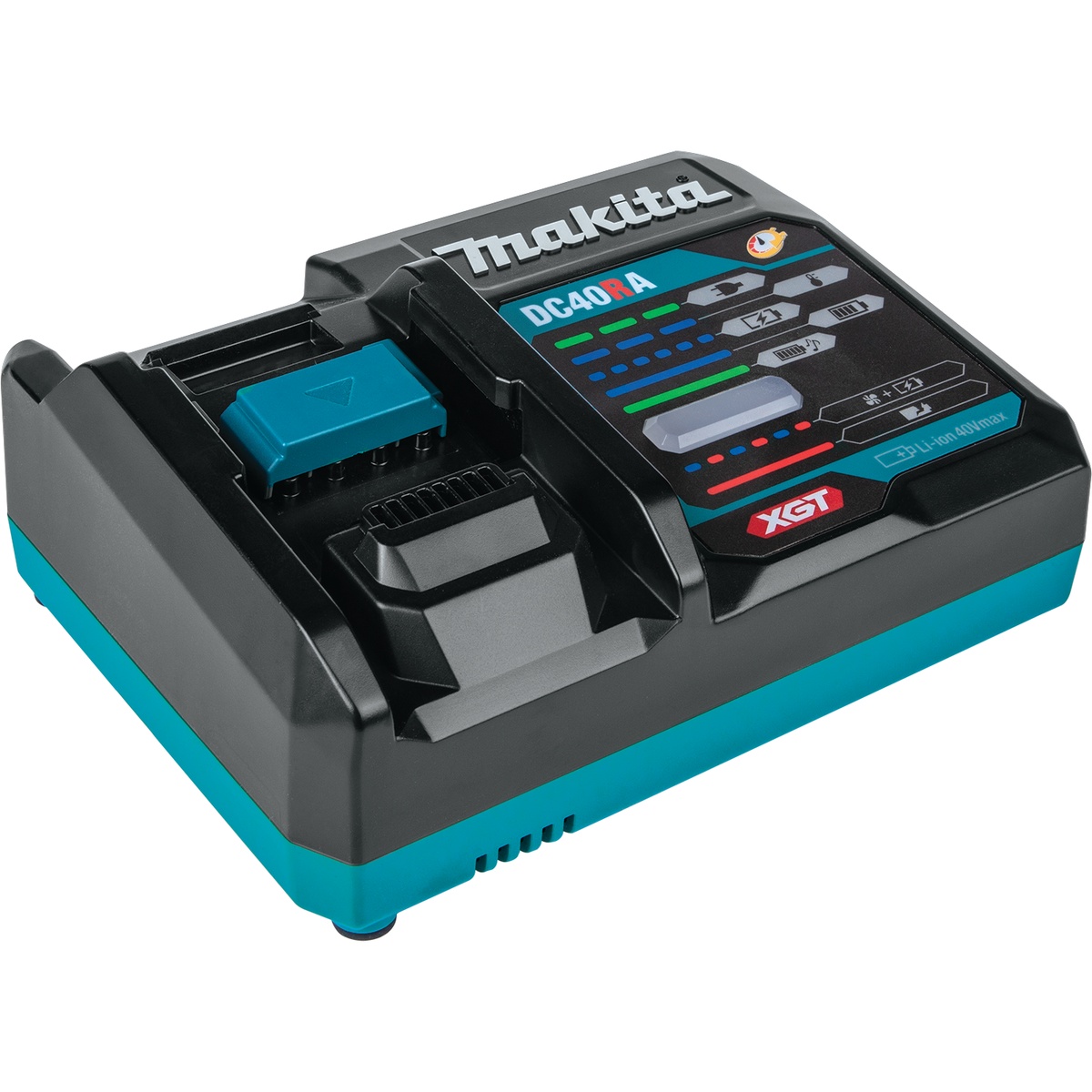 Makita GSR01M1 40V max XGT Brushless Cordless Rear Handle 7-1/4 in. Circular Saw Kit rapid charger used to keep a framing saw battery ready between cuts and tasks