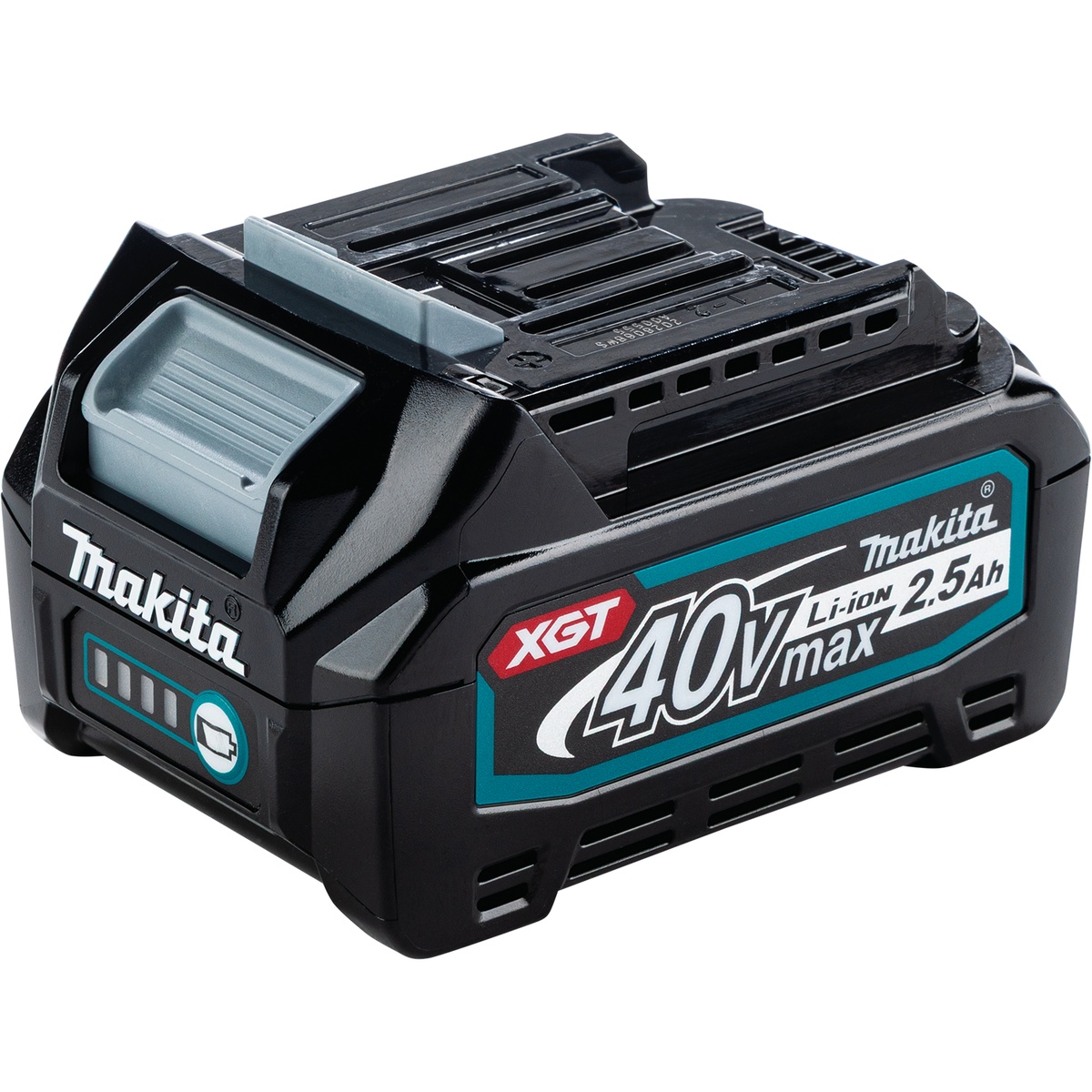 Makita 40V max XGT 2.5Ah battery used with the Makita GWT01D impact wrench for high-demand cordless fastening in automotive and industrial settings