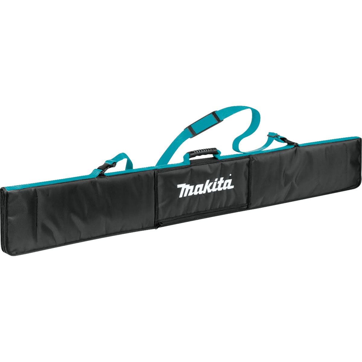 Makita E-05664 Premium Padded Protective Guide Rail Bag for Guide Rails up to 59 inches shown as a long padded storage bag for carrying track saw guide rails between the shop, truck, and jobsite