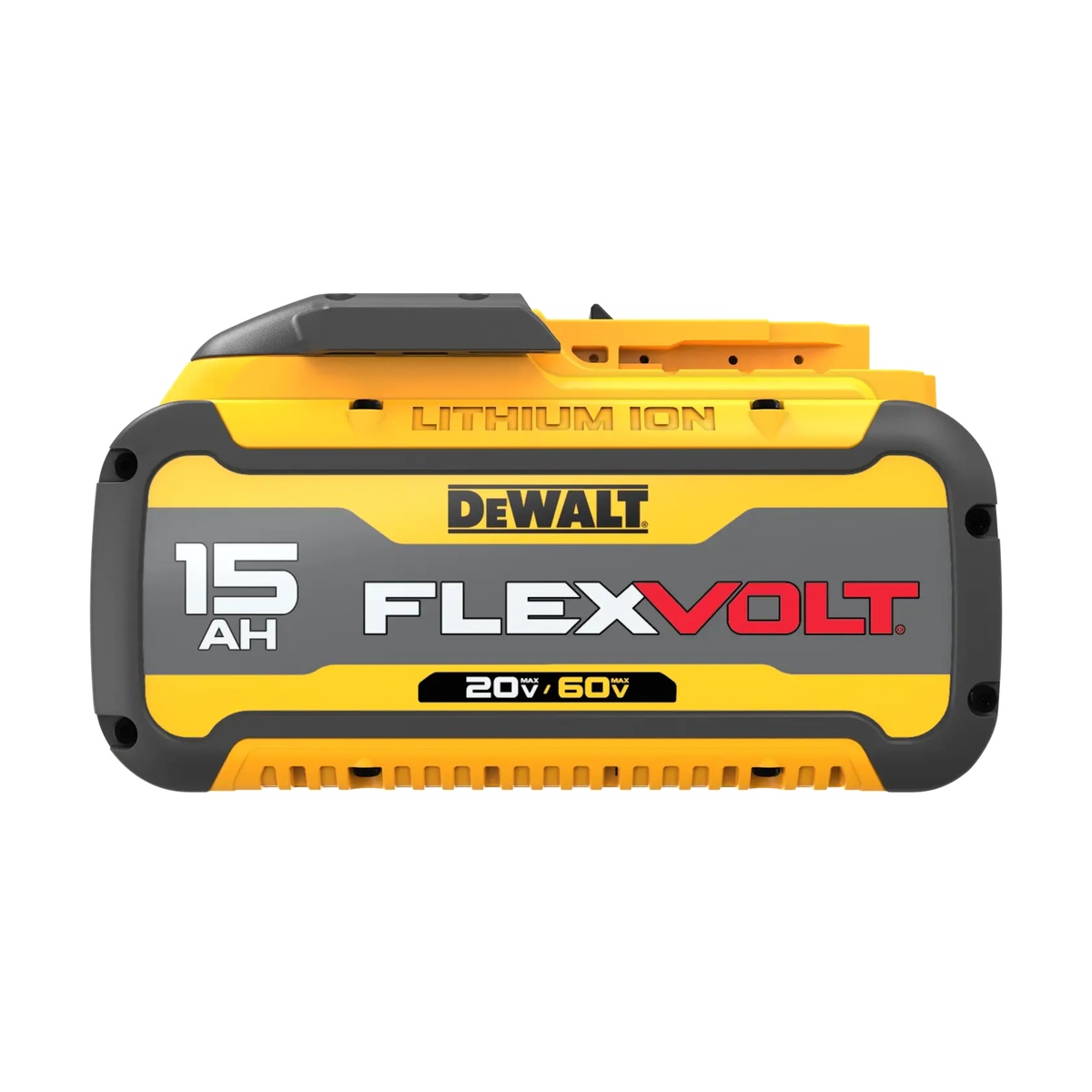 DeWalt DCB615 FLEXVOLT 20V/60V MAX 15.0Ah Battery side profile product image showing high-capacity battery housing for demanding cordless tool runtime on the jobsite