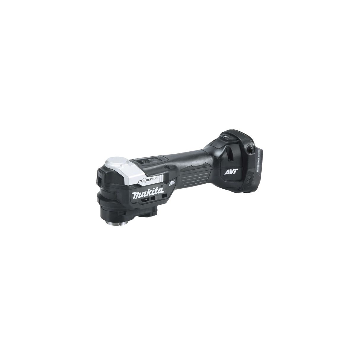 Makita XMT04ZB 18V LXT Lithium-Ion Sub-Compact Brushless Cordless StarlockMax Oscillating Multi-Tool shown in a clean side profile for detail work in tight remodeling spaces such as cabinets, trim edges, and wall openings