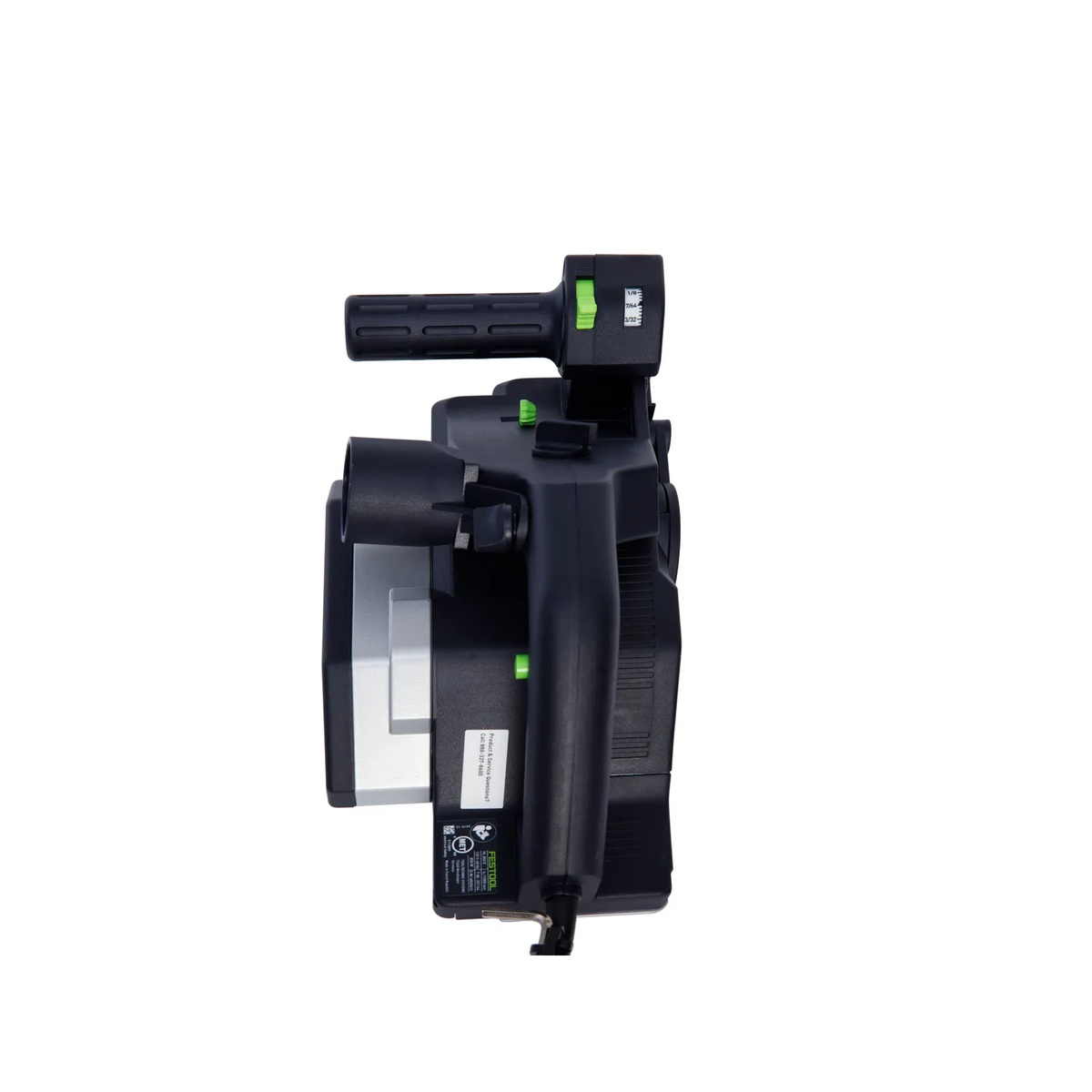Side view of the Festool HL 850 E-F-Plus Planer showing the front depth adjustment handle and dust port on a clean background
