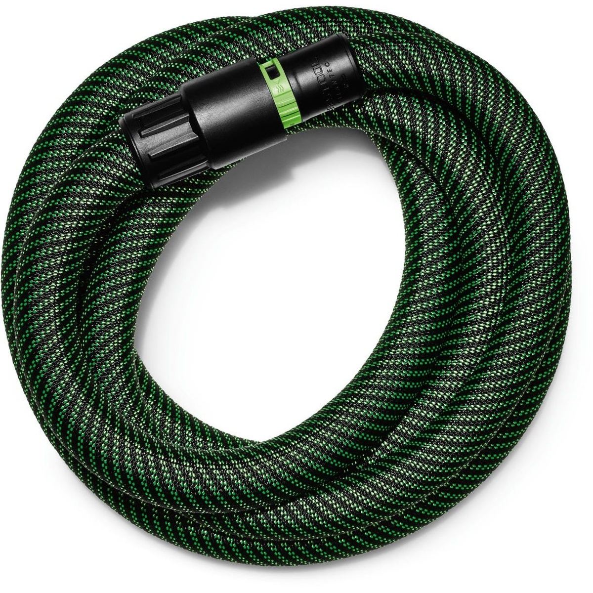 Festool 577159 Antistatic Smooth Suction Hose 27/32mm x 16-ft close-up of the CLEANTEC connector and rotating adapter used with Festool dust extractors and power tools