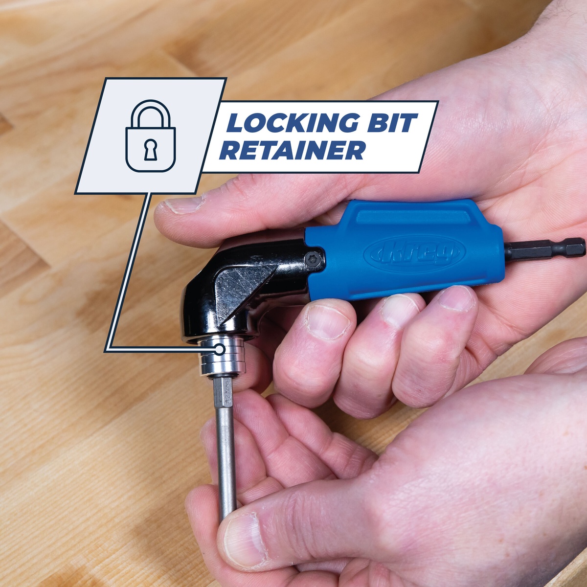 Kreg 90 Pocket-Hole Driver KDRV-90DG locking bit retainer shown during bit install for secure fastening
