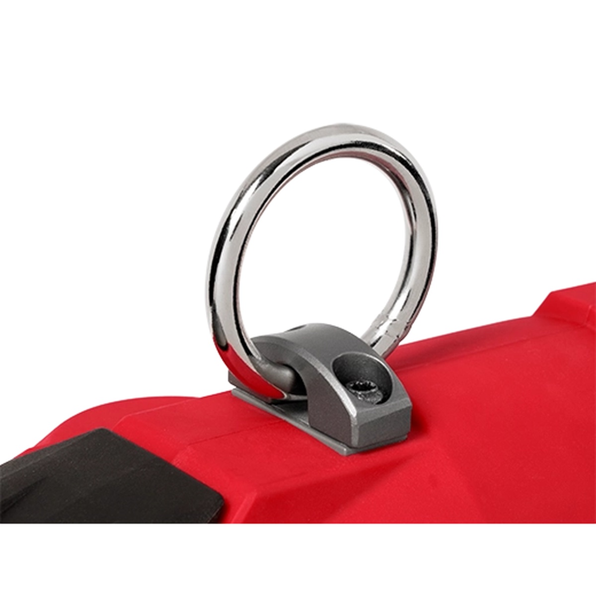 Milwaukee 2843-22 M18 FUEL Utility Fencing Stapler Kit lanyard loop detail for secure handling during elevated utility pole and fence repair work
