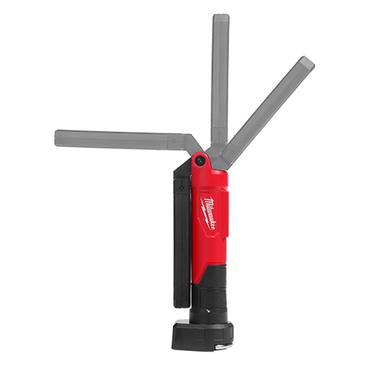 Milwaukee 2128-21 REDLITHIUM USB Stick Light w/ Magnet shown with blade opened to multiple positions to demonstrate adjustable light placement