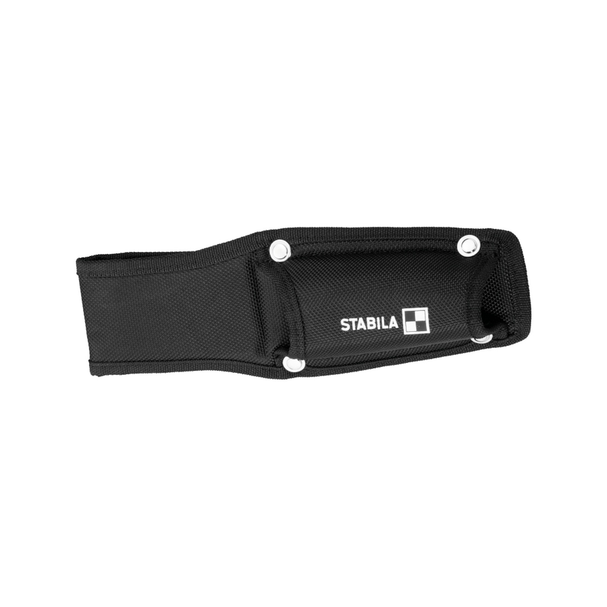 Stabila 30003 Cordura Torpedo Level Holster product view showing the black Cordura body and reinforced shape for belt carry