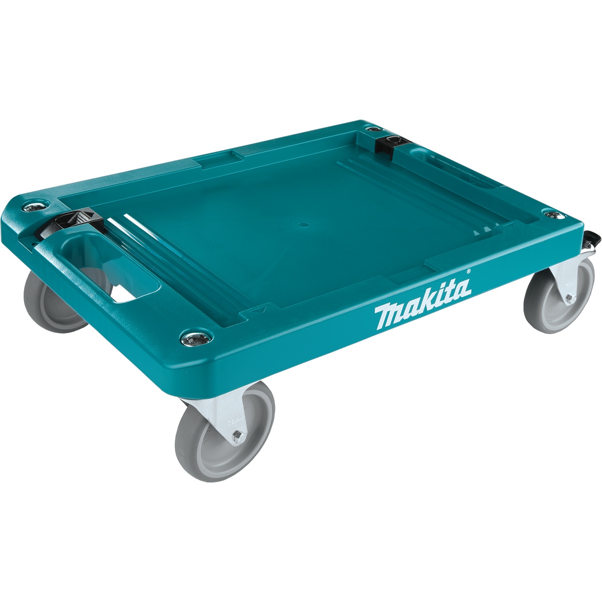Makita P-83886 MAKPAC Interlocking Case Cart shown as a rolling storage base for transporting interlocking tool cases around a shop or jobsite