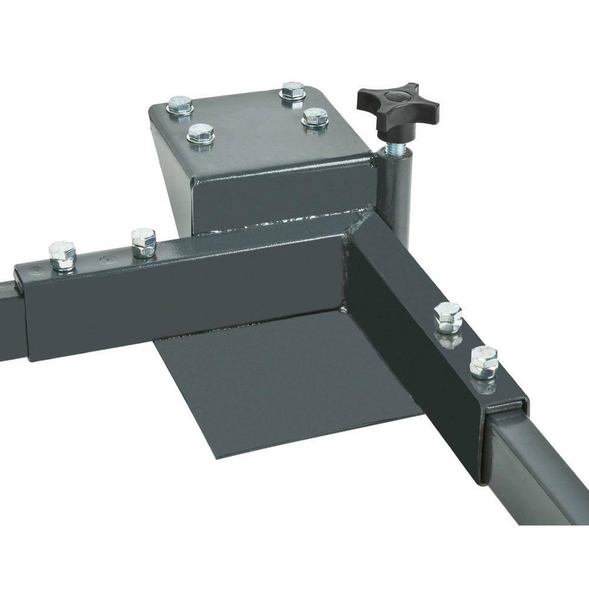 Shop Fox D2057A Adjustable Mobile Base - Heavy-Duty close-up showing the retractable foot and corner pad used to stabilize shop machinery on the floor