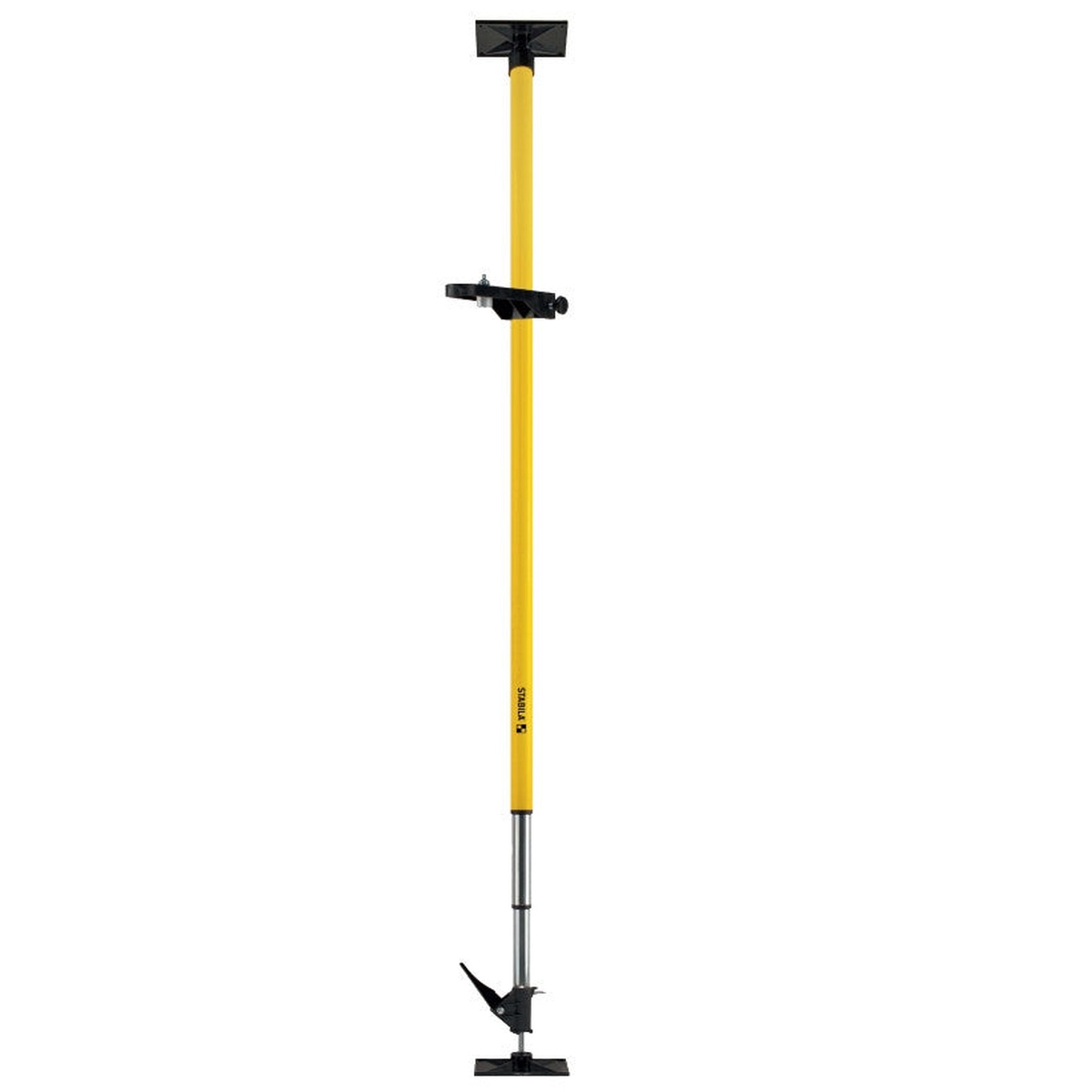 Stabila 07467 LT 30 Telescopic Laser Support Pole with Mounting Bracket shown fully extended for indoor laser layout work in a finished room or tight construction space
