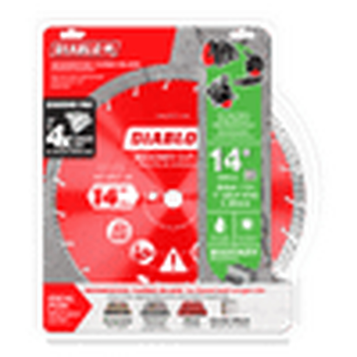 Diablo DMADST1400 14 in diamond segmented turbo masonry cut-off blade in retail packaging for masonry cut-off saw use
