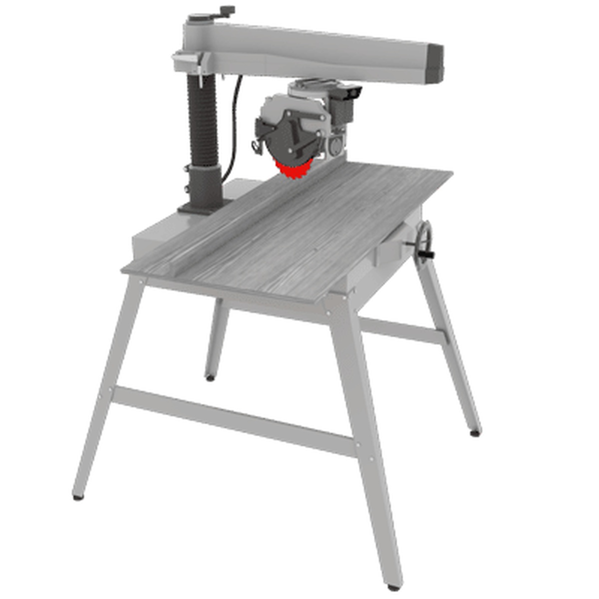 Freud LU1A07 600mm Carbide Tipped Saw Blade shown for radial arm saw use in a woodworking shop crosscutting solid wood trim and section material