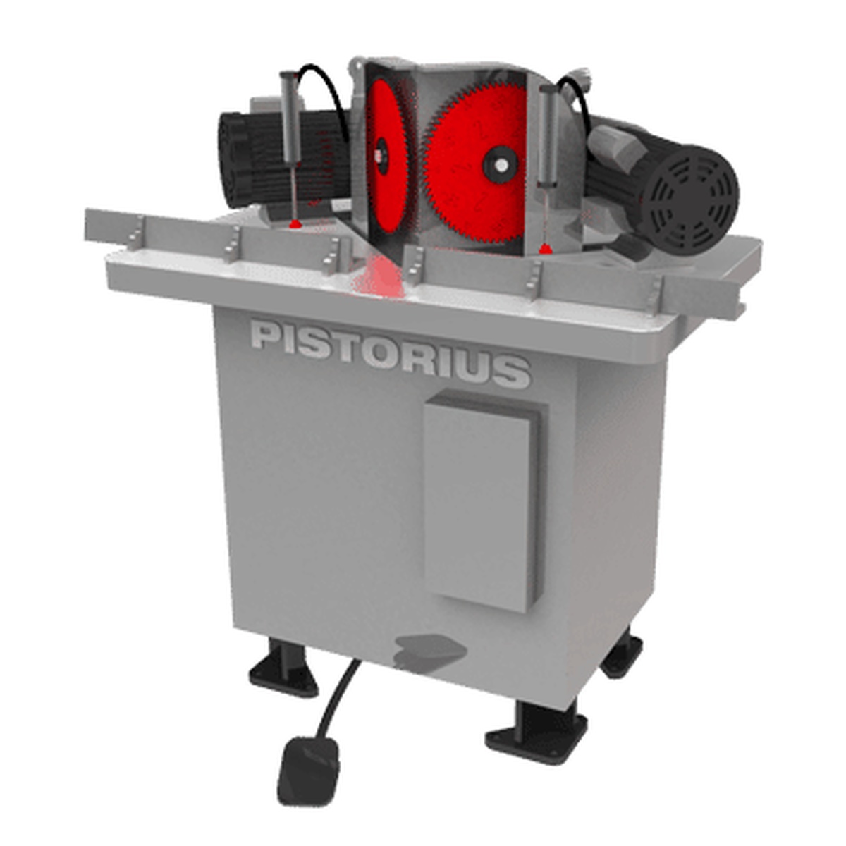 Industrial saw setup using a large circular blade for non-ferrous cutting in a fabrication or production shop environment