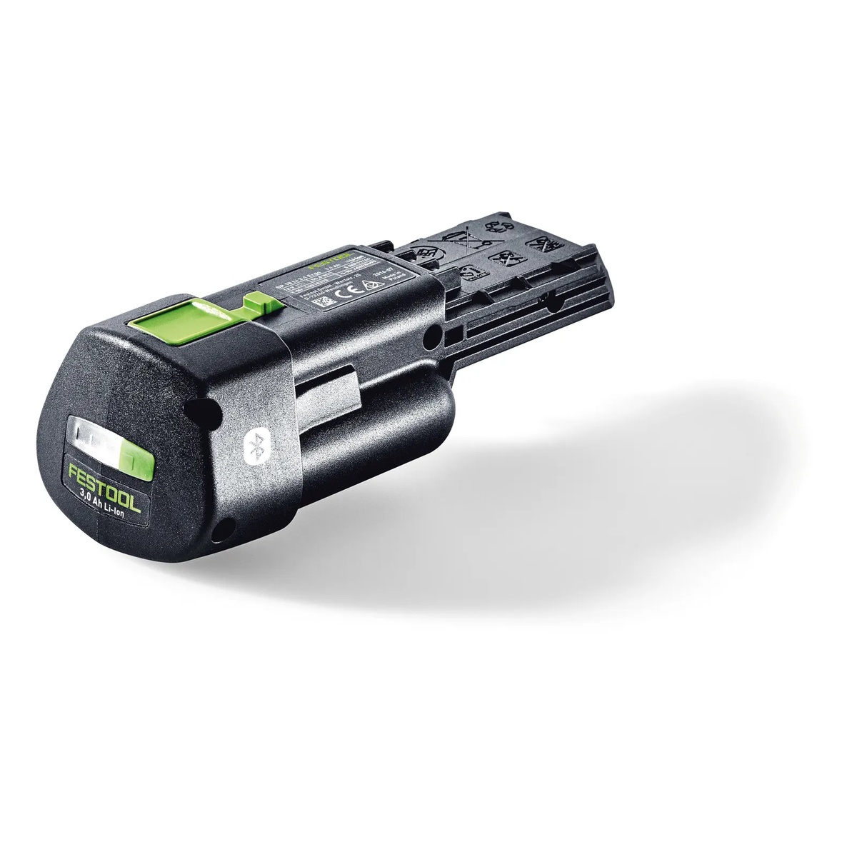 Festool 577705 BP 18 Li 3,0 Ergo I Battery Pack close-up showing the compact ergonomic body, charge indicator, and battery interface on a clean background