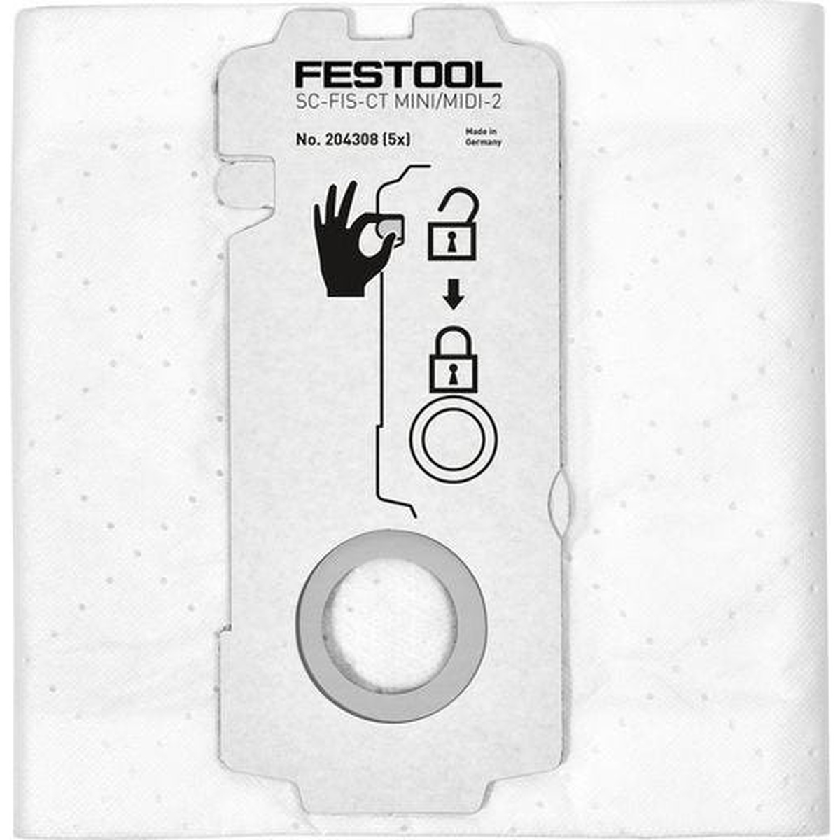 Festool CTC MIDI I Cordless 36V Mobile HEPA Dust Extractor Starter Bundle replacement self-cleaning filter bag detail for CT MINI I and CT MIDI I dust extractor maintenance