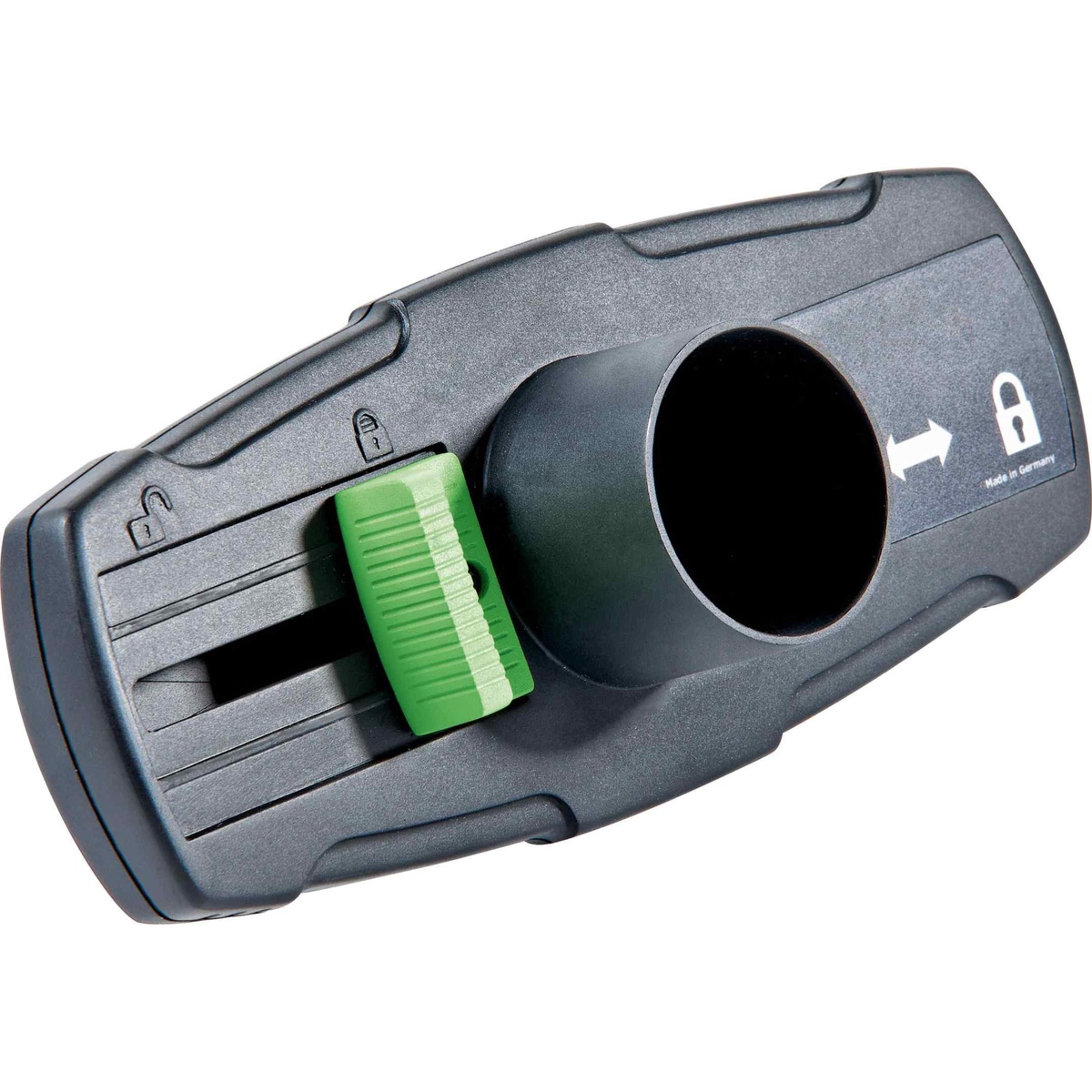 Festool CT 36 EI AC HEPA Bluetooth Dust Extractor Elite Bundle blast gate close-up used for AutoClean filter cleaning and transport spill prevention in a workshop or jobsite setup