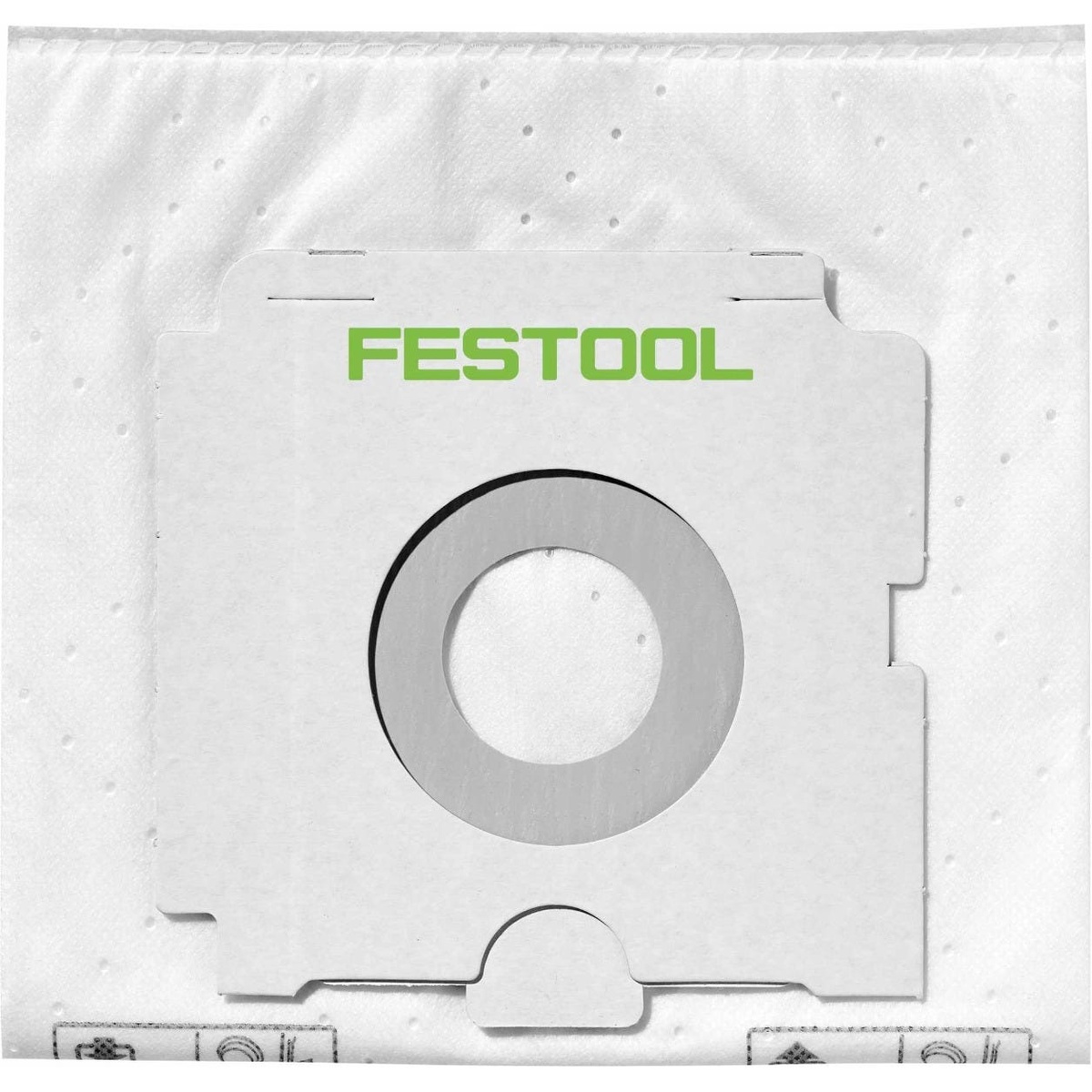 Festool CT 48 EI self-cleaning filter bag close-up for fine dust collection and cleaner disposal in workshop and remodeling environments