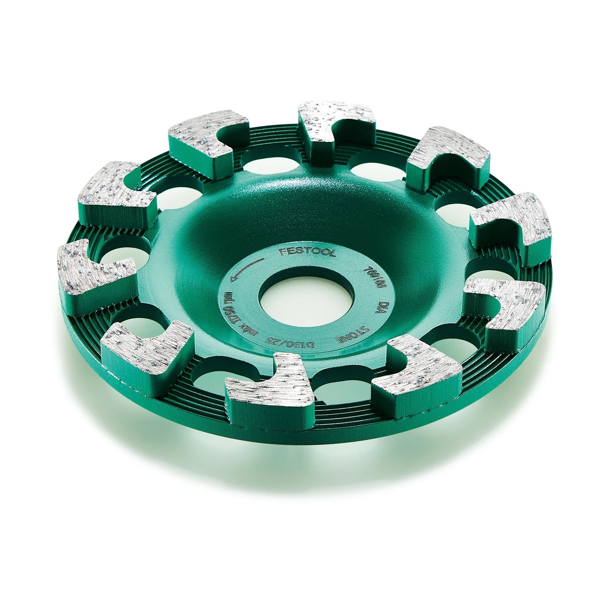 Festool 769166 DIA STONE-D130 PREMIUM Diamond Disc product close-up showing the segmented diamond cup wheel for hard concrete and masonry grinding