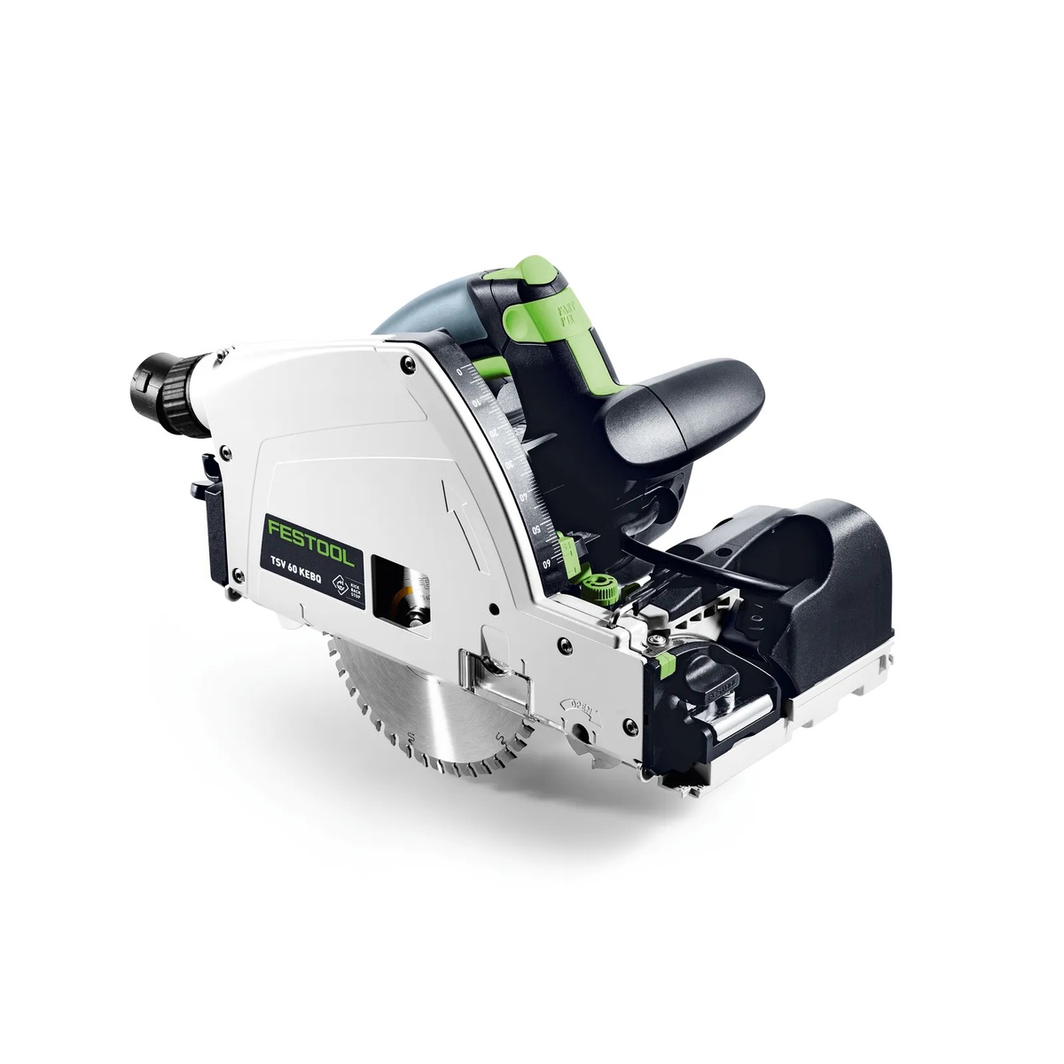 Festool TSV 60 KEB-Plus Plunge Cut Scoring Track Saw Set showing plunge-cut saw body, blade area, and dust port details