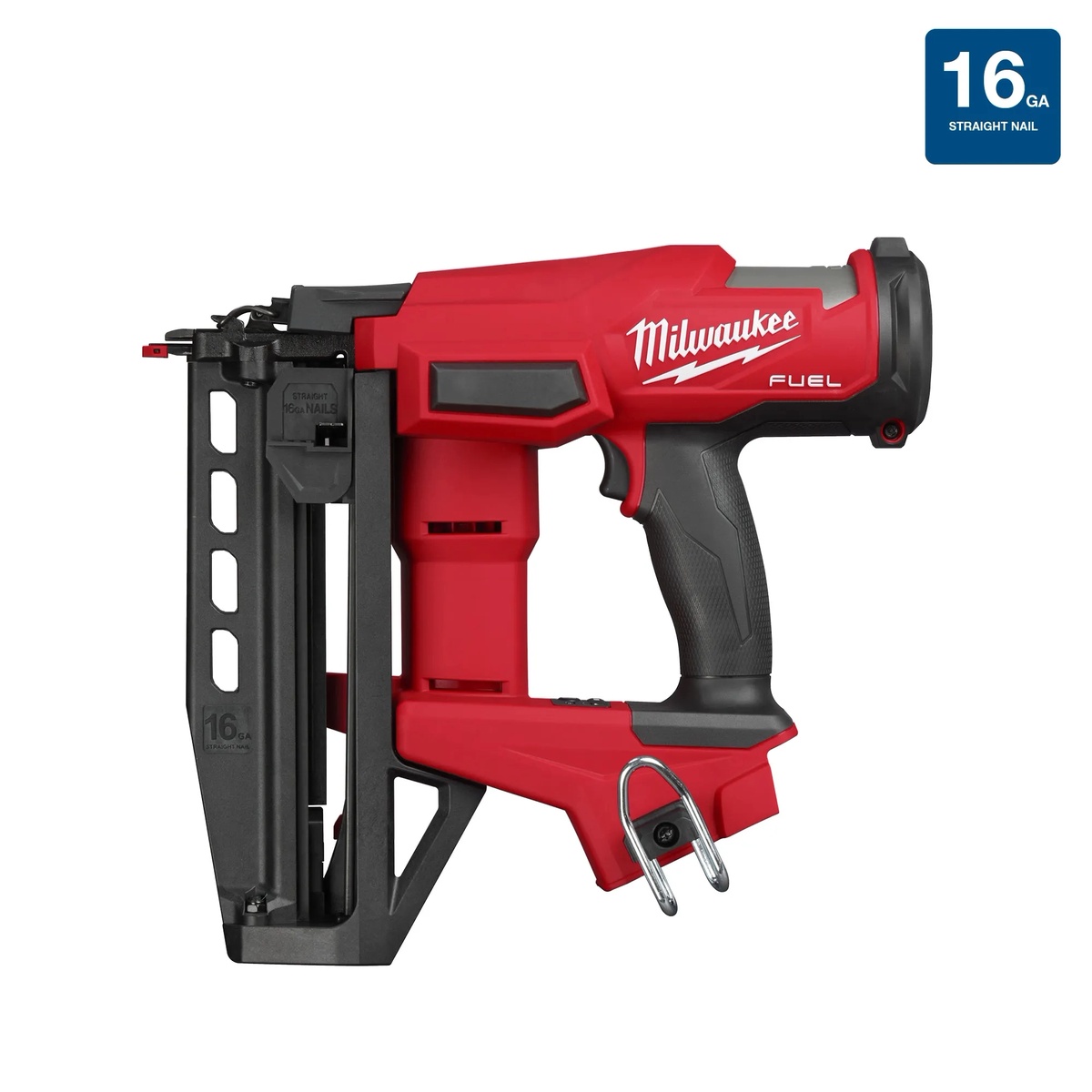 Milwaukee M18 FUEL 16 Gauge Straight Finish Nailer product view showing the cordless finish nailer used for trim fastening and finish carpentry work in tight interior spaces