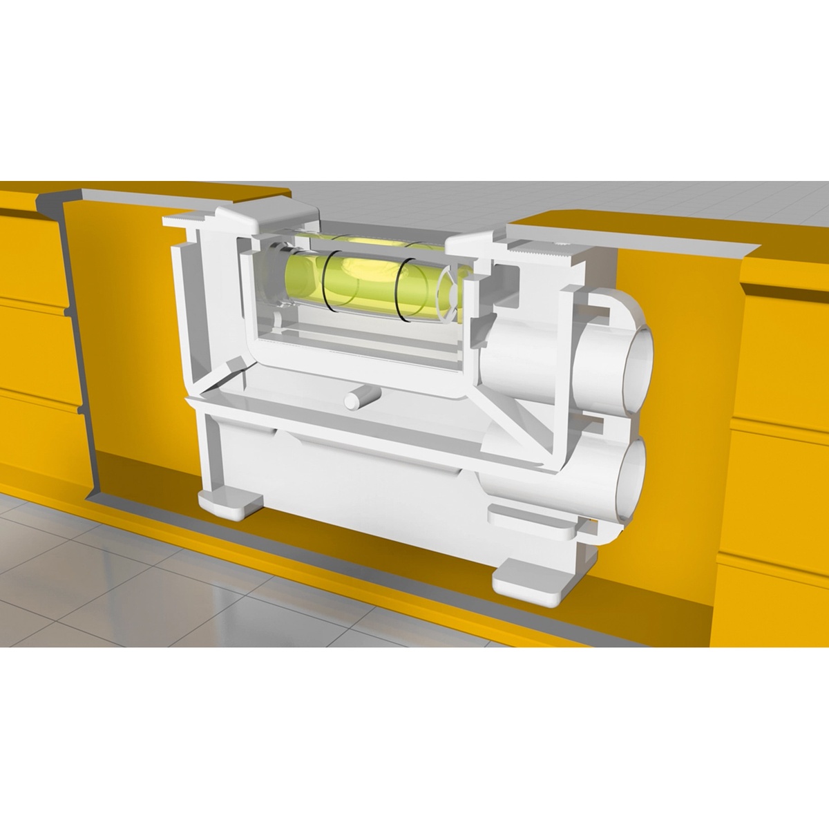 Stabila 39577 TECH 196 DL digital spirit level internal vial module detail illustrating protected construction