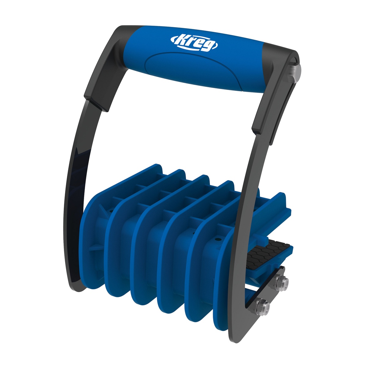 Kreg KMA3000 Panel Carrier close-up showing the clamping jaws and anti-slip gripping surface for plywood and panel handling