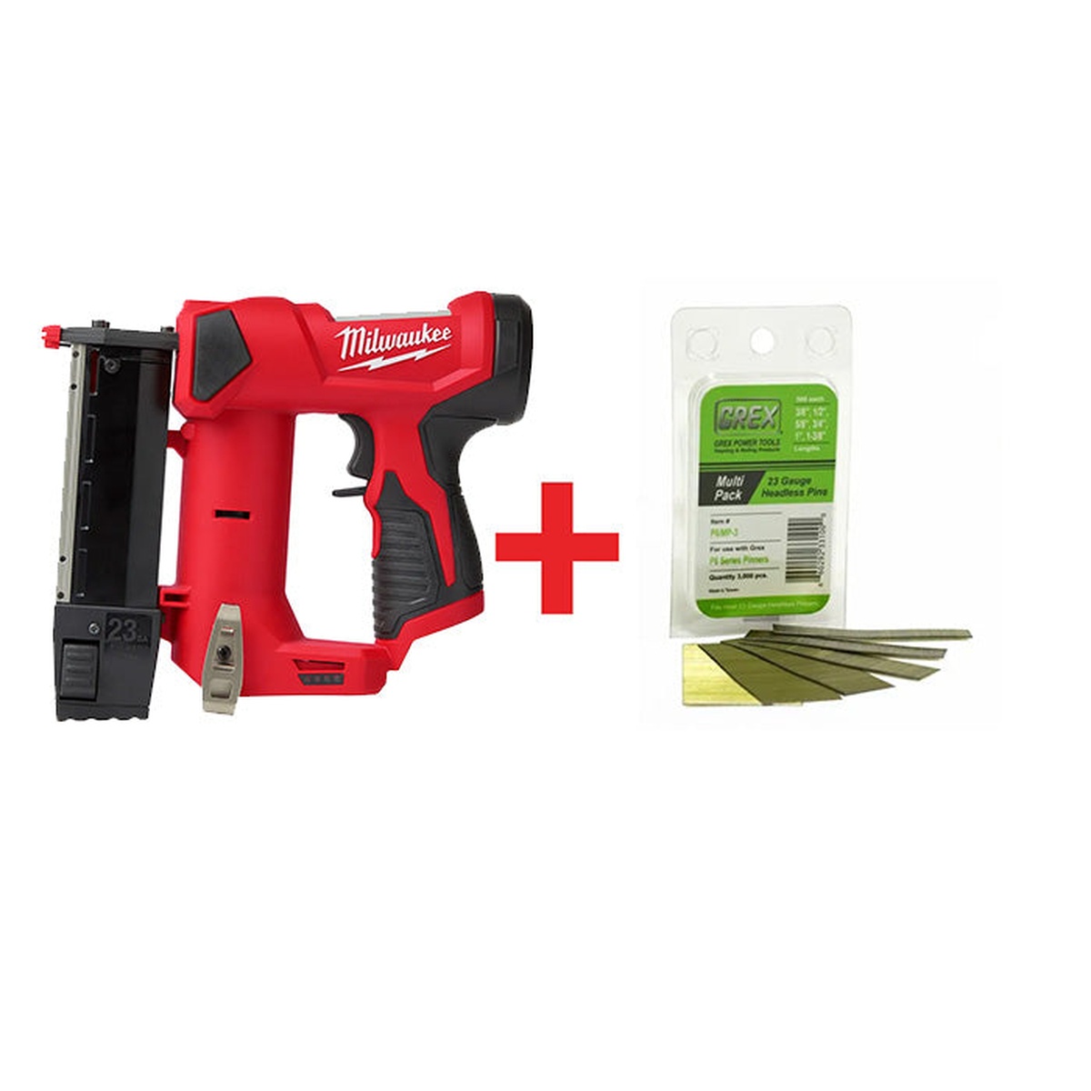 Milwaukee M12 Cordless 23-Gauge Pin Nailer (Bare Tool) plus Grex