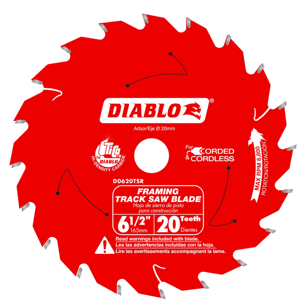 Diablo D0620TSR 6-1/2 in. 20-Teeth Track Saw Blade for Framing