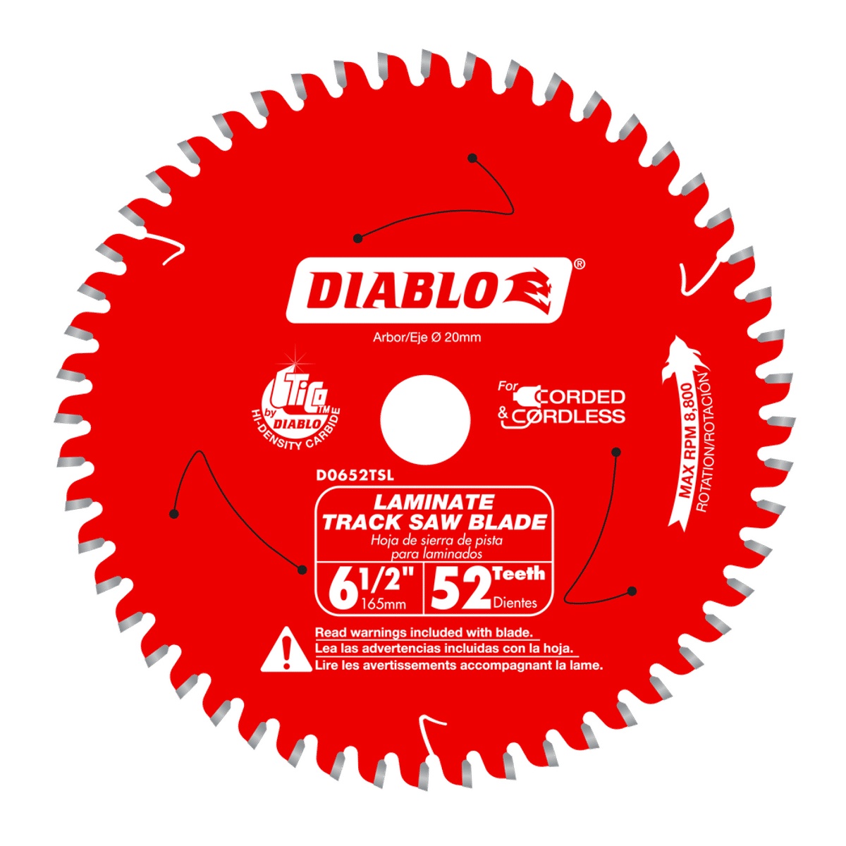 Diablo D0652TSL 6-1/2 in. 52-Teeth Track Saw Blade for Laminate