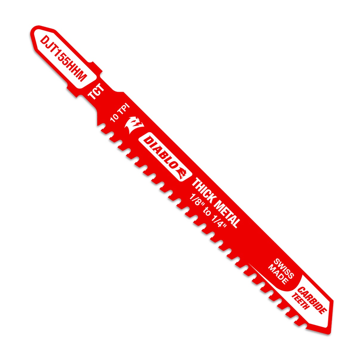 Diablo DJT155HHM jigsaw blade shown as a clean product view for thick metal cutting from 1/8 inch to 1/4 inch in shop or jobsite metalworking applications