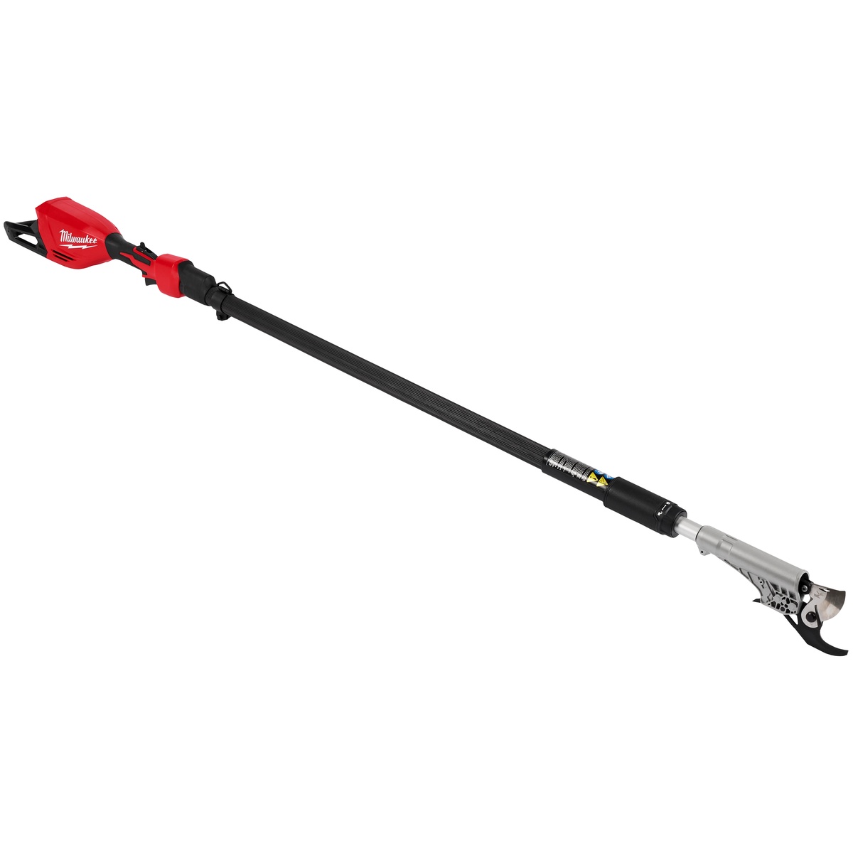 Milwaukee M18 Brushless Telescoping Pole Pruning Shears full product view showing the long telescoping shaft and cutting head