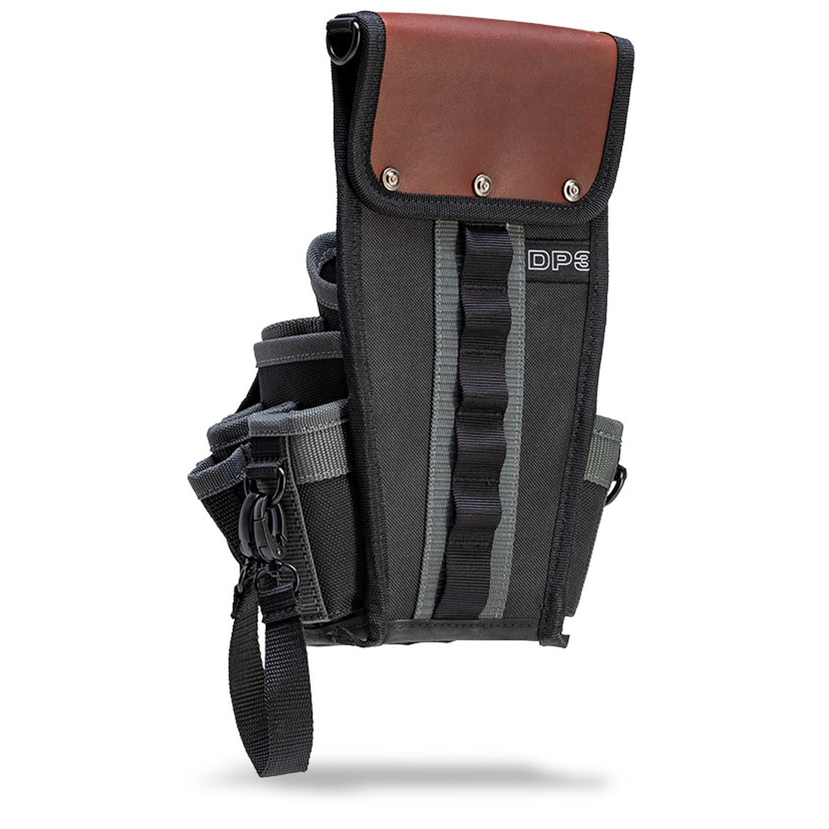 Rear view of Veto Pro Pac DP3 Tool and Drill Pouch showing molle attachment area, belt carry setup, and compact profile