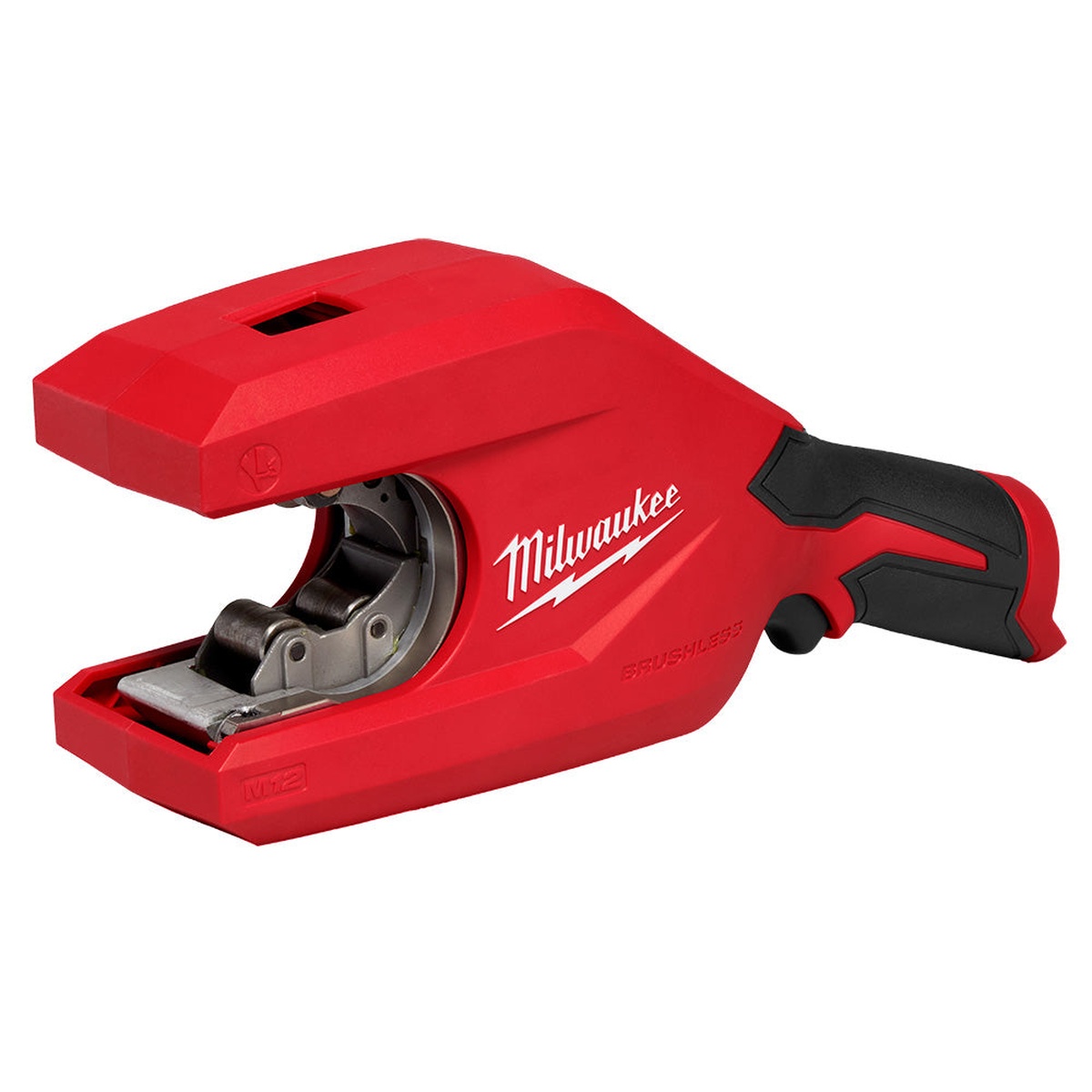 Milwaukee 2479-20 M12 Brushless 1-1/4 inch to 2 inch Copper Tubing Cutter product view showing the cutting head and handle for copper pipe work