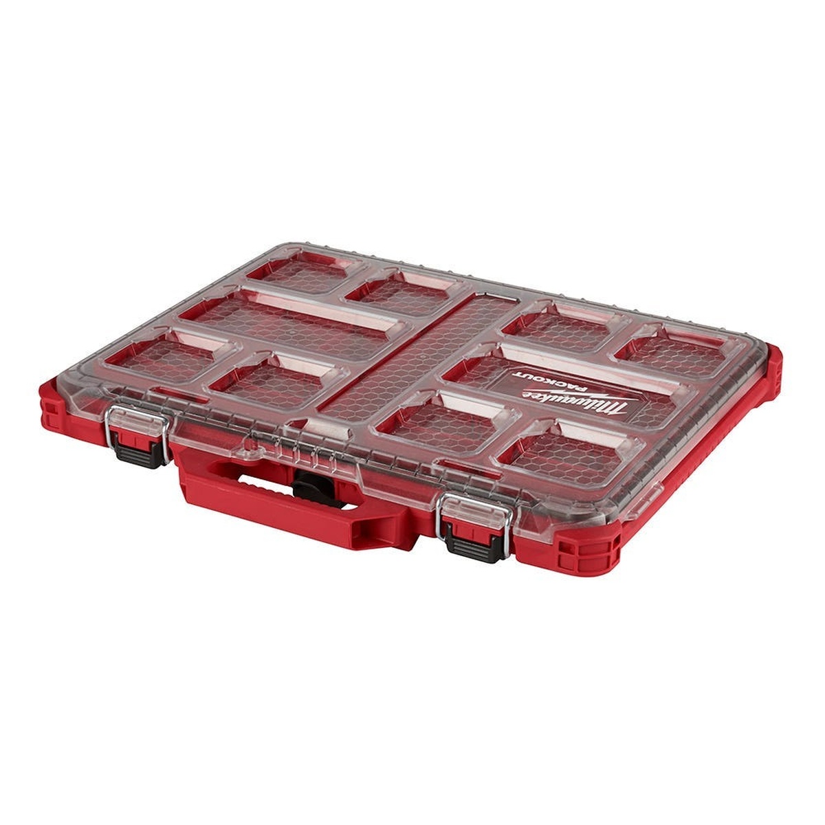 Milwaukee PACKOUT 4-Piece Organizer Set low-profile organizer with clear lid for fast identification of screws, anchors, and small hardware during service and installation work