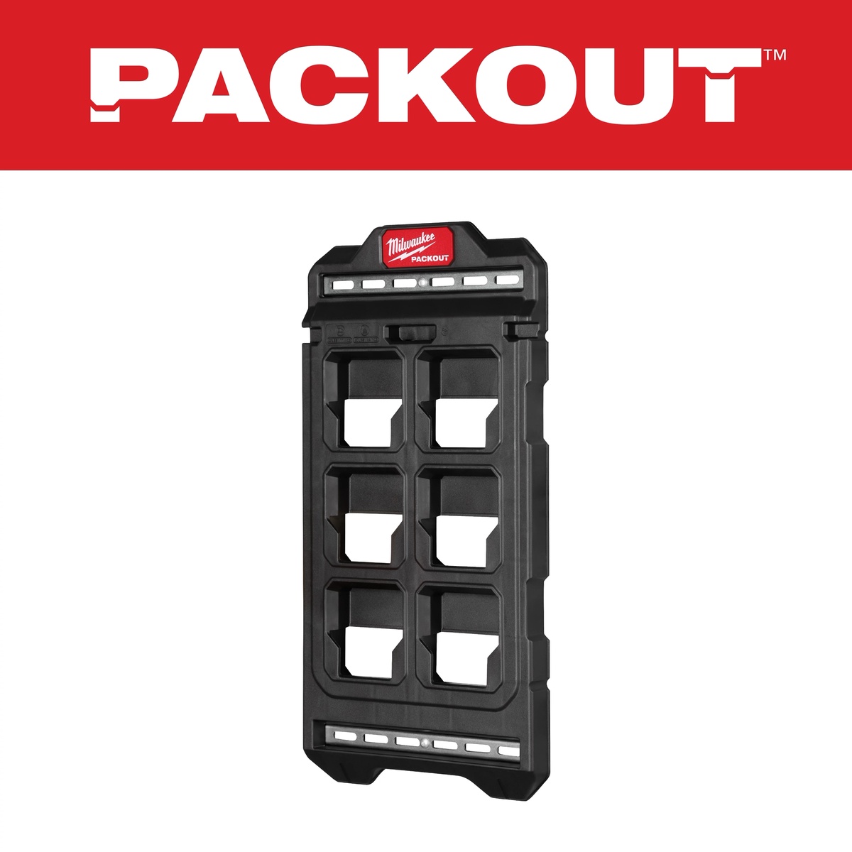 Milwaukee 48-22-8496 PACKOUT Compact Wall Plate product view showing the compact wall mounting plate for PACKOUT storage organization