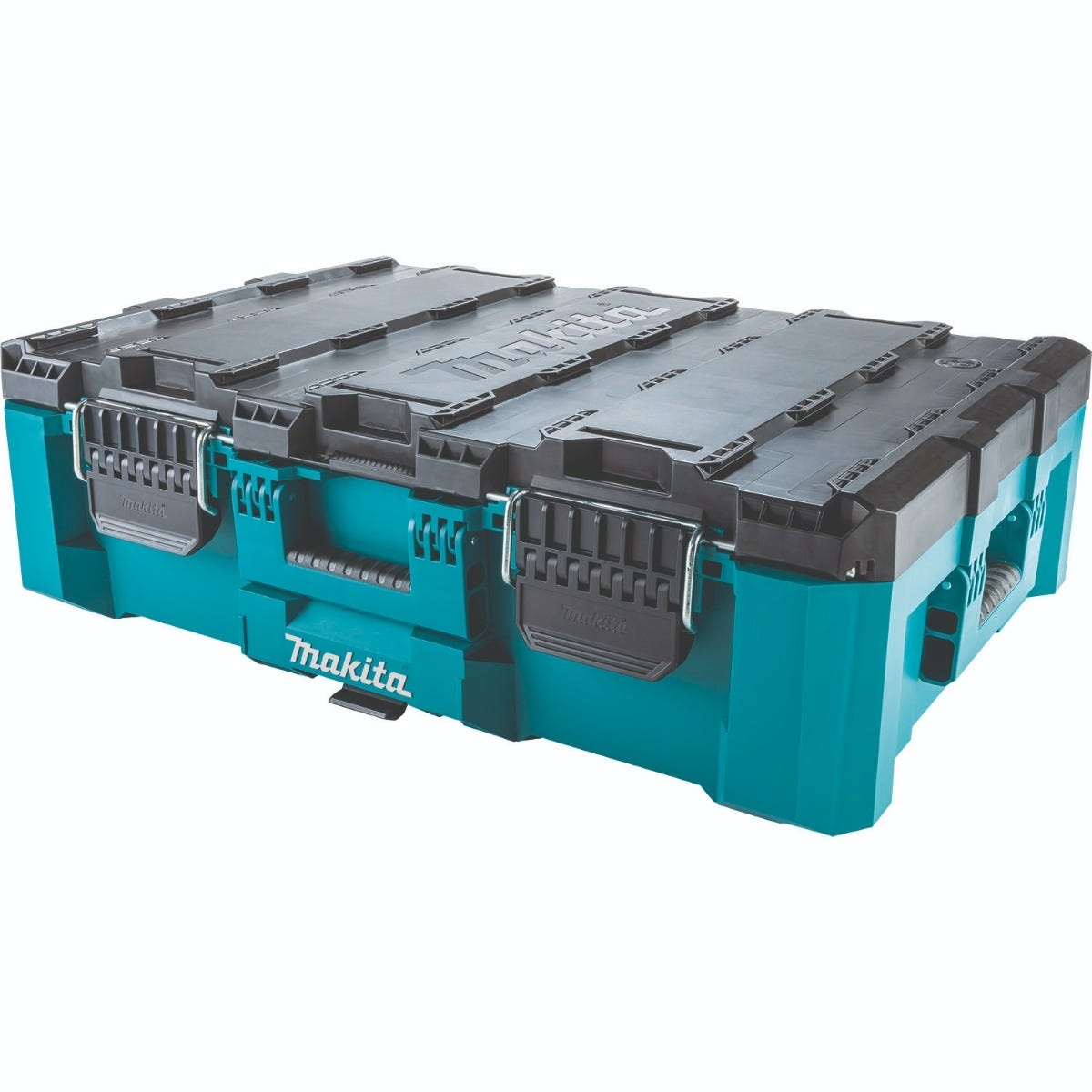 Makita MAKTRAK Master 7-Piece Modular Storage Toolbox Kit large tool box with horizontal layout for storing longer tools, batteries, and chargers in a truck or workshop